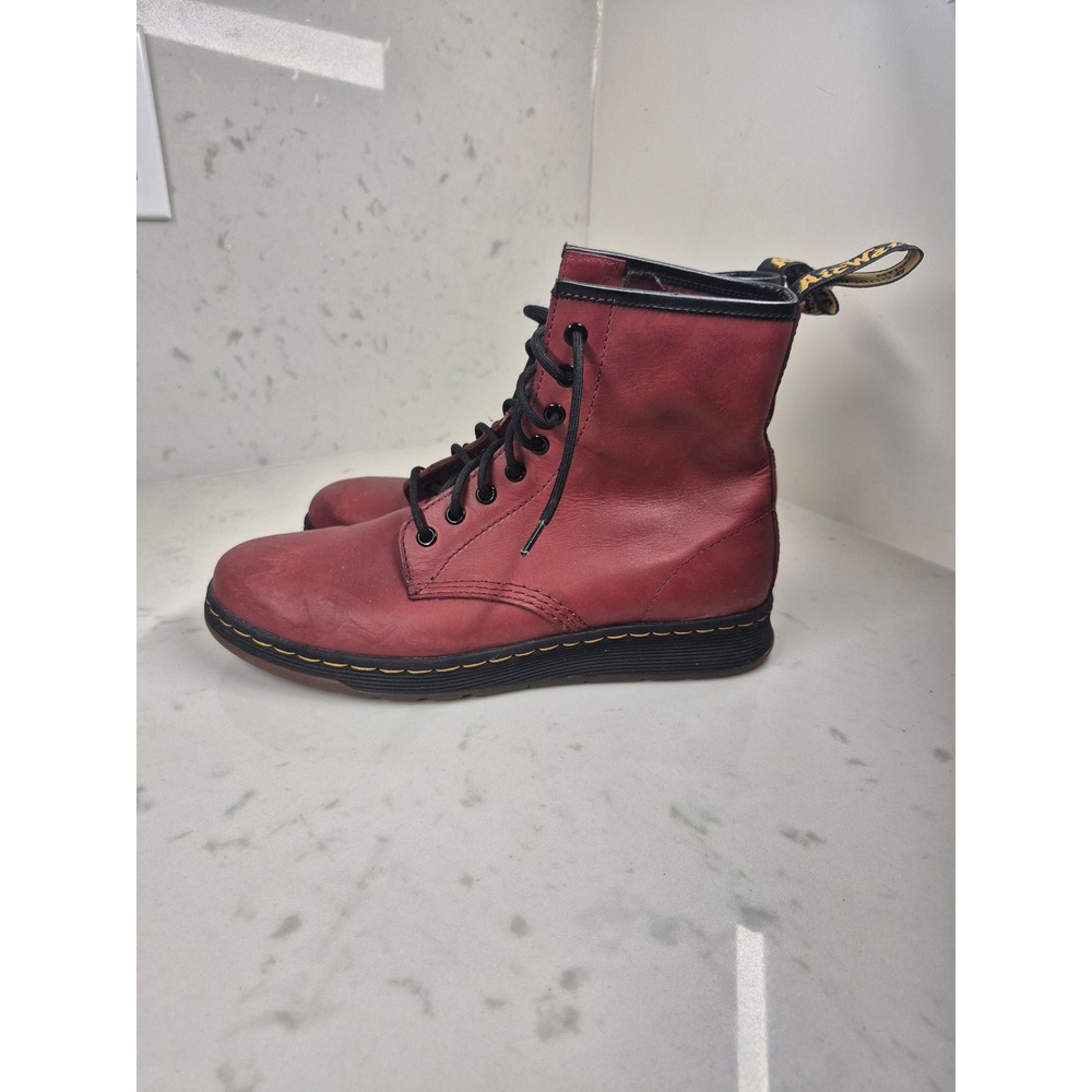 Dr Martens Newton Cherry Red Leather 8 Eye Combat Boots dark academia rock style